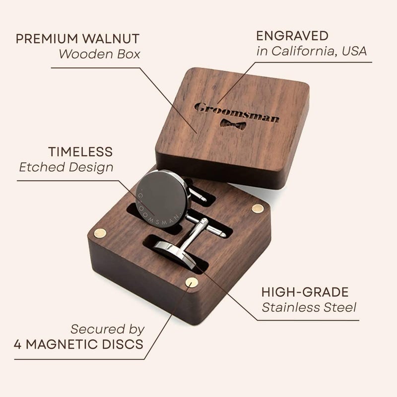 MUUJEE Cufflinks with Engraved Wood Gift Box - Image 3